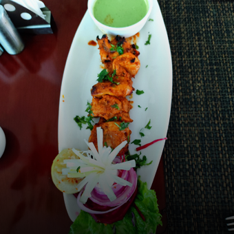 Chicken Tikka Boneless Chicken marinated in Indian spices and yoghurt